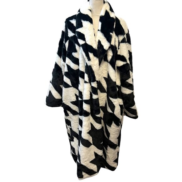 Sergio Hudson X Target Luxury Faux Fur Houndstooth‎ Plush Swing Coat Size 4X - Picture 8 of 12